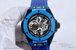 Perfect Replica Hublot Big Bang Stainless Steel Blue Rubber Band 45 MM Automatic Watch